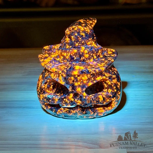 Yooperlite Jack-O’-Lantern Lamp | Carved Stone Pumpkin - Carved Object