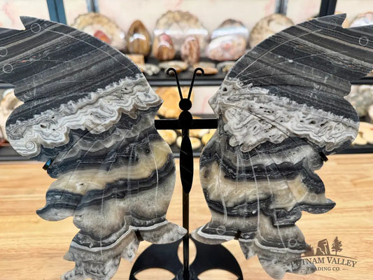 Zebra Calcite Butterfly - 14.25’’ Wingspan Sculpture