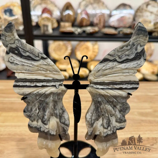 Zebra Calcite Butterfly - 7.1’’ Wingspan Sculpture