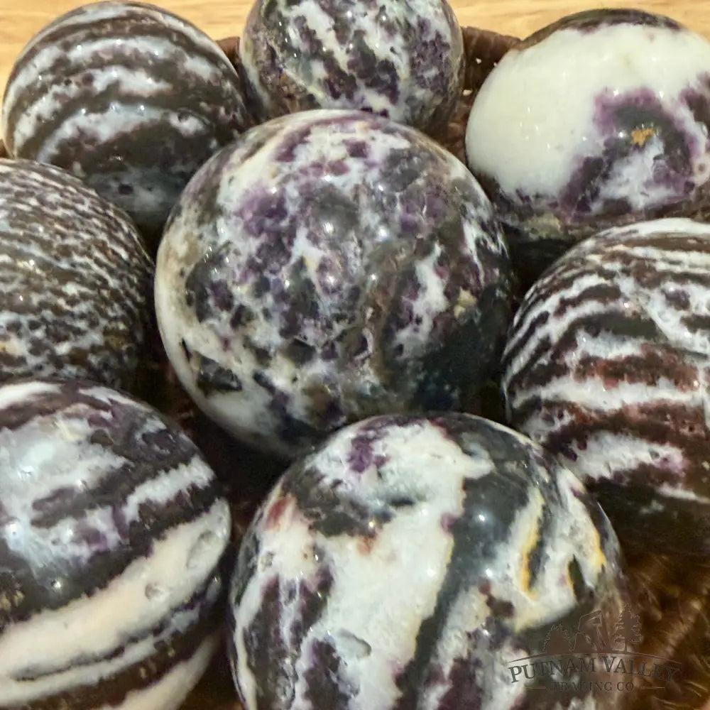 Zebra Fluorite Spheres | In Select Sizes - Sphere