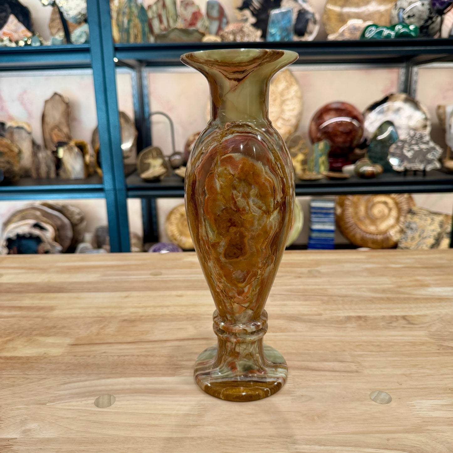 Green Banded Calcite Vase