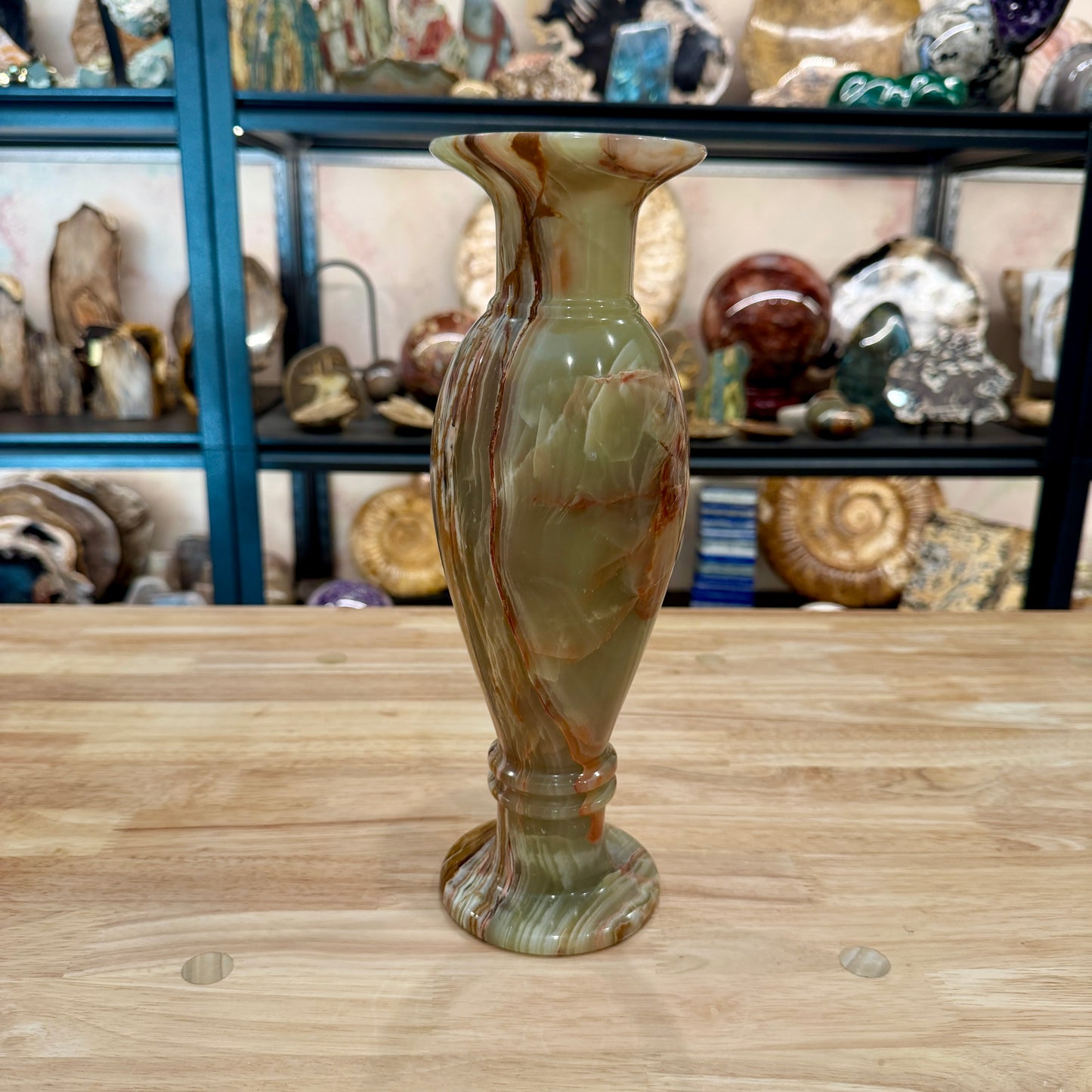 Green Banded Calcite Vase