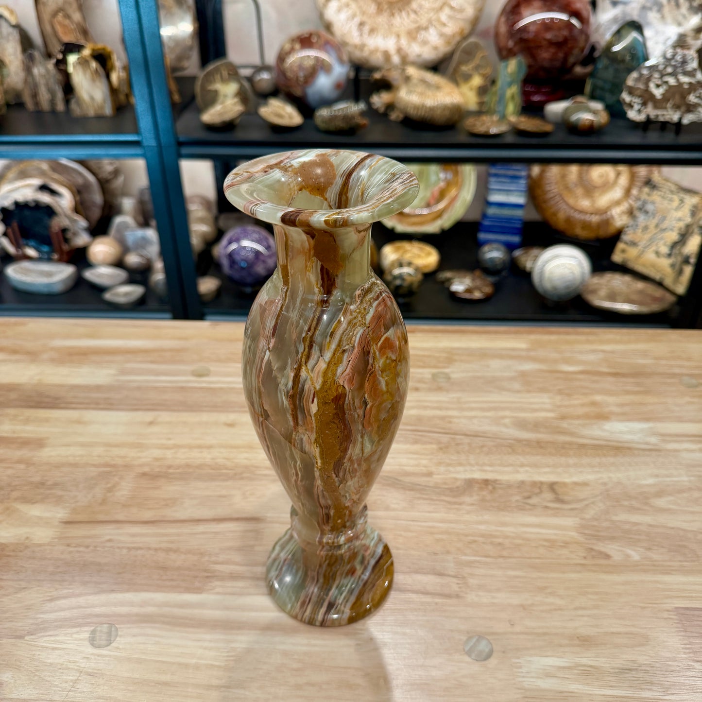 Green Banded Calcite Vase