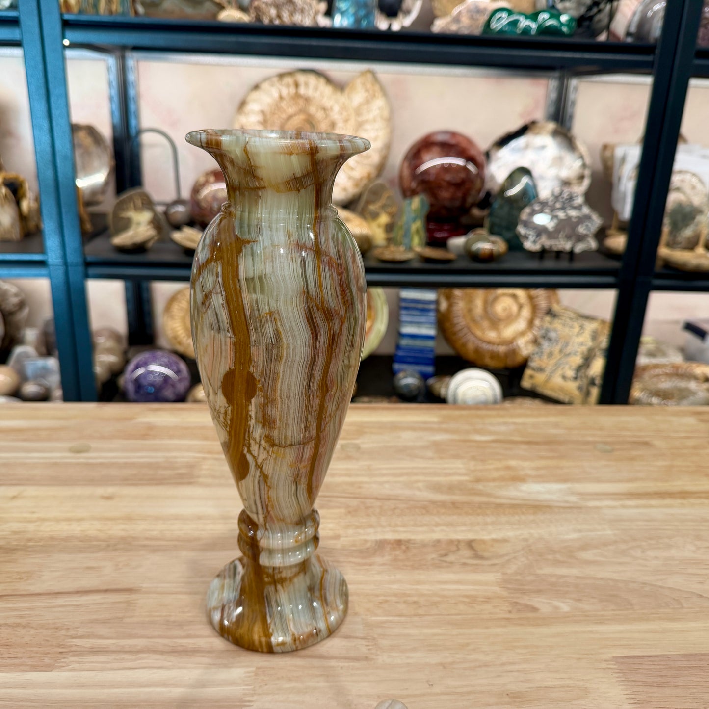 Reserve Green Banded Calcite Vase