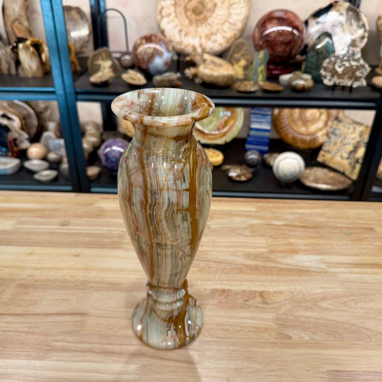 Reserve Green Banded Calcite Vase