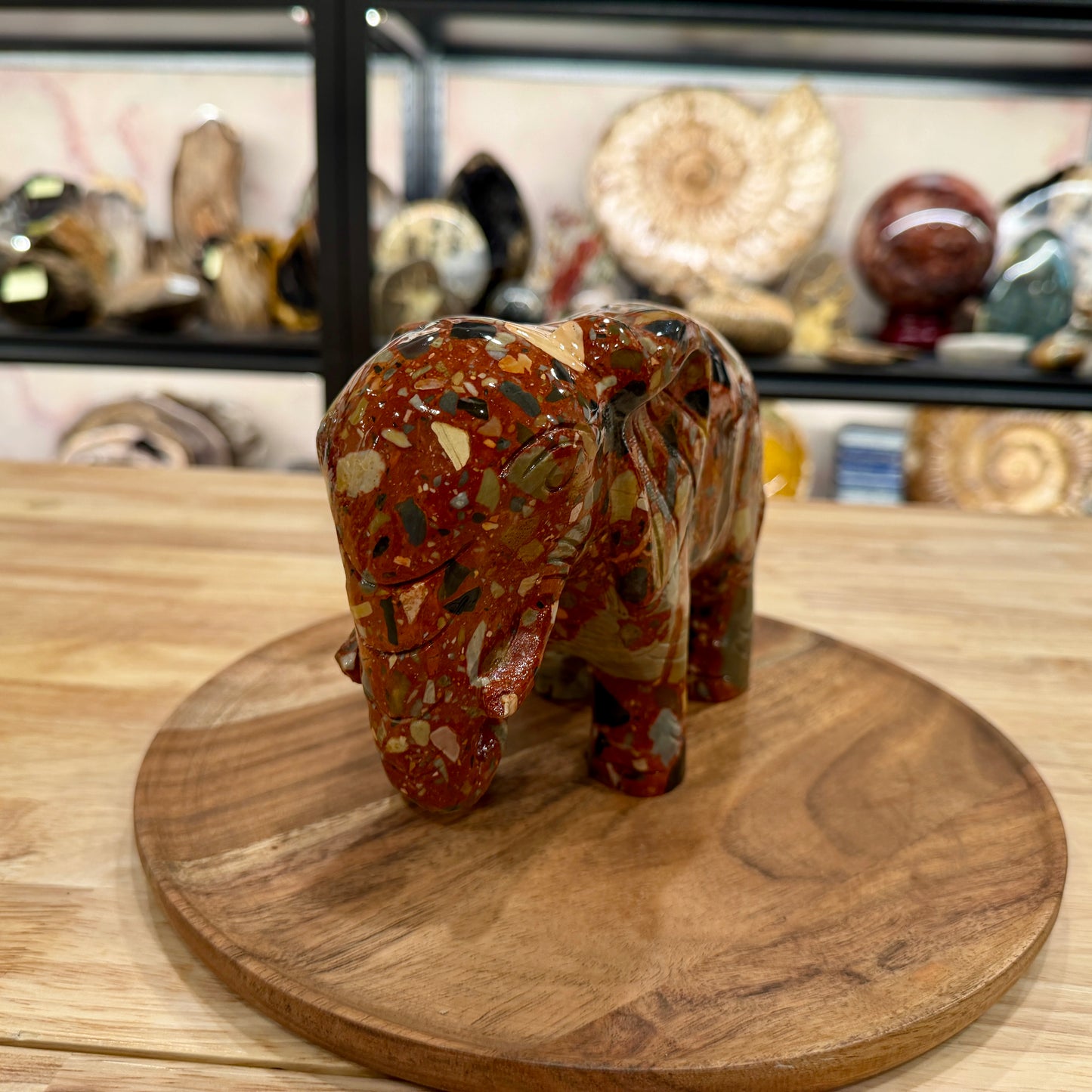 Hand-Carved Longken Jasper Elephant