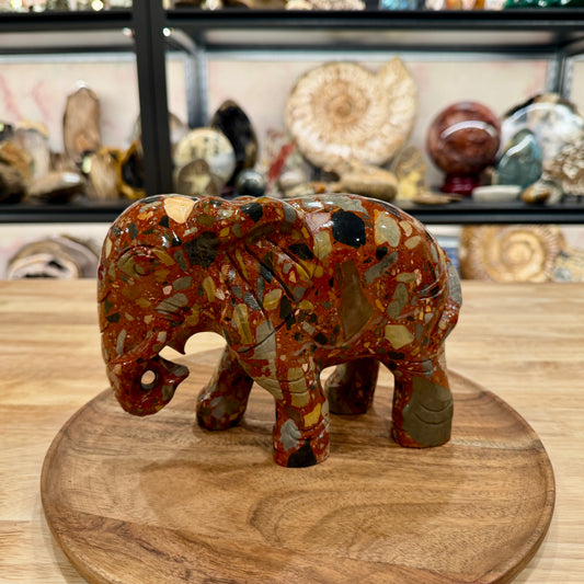 Hand-Carved Longken Jasper Elephant