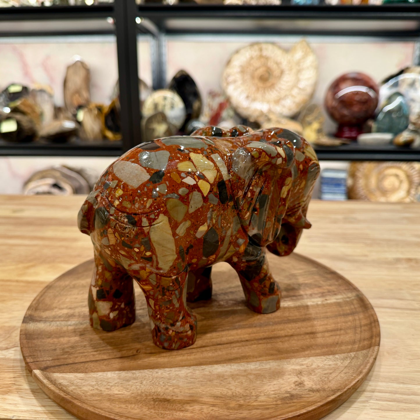 Hand-Carved Longken Jasper Elephant