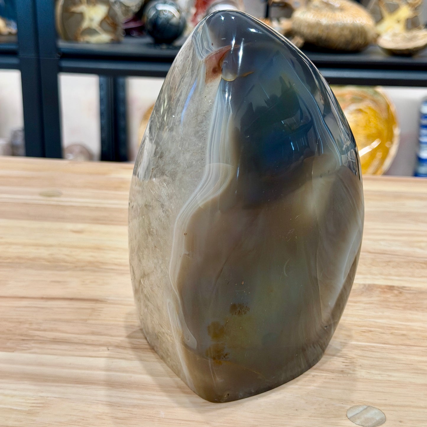 Madagascar Polished Agate Table Accent with Quartz Center 7.6"