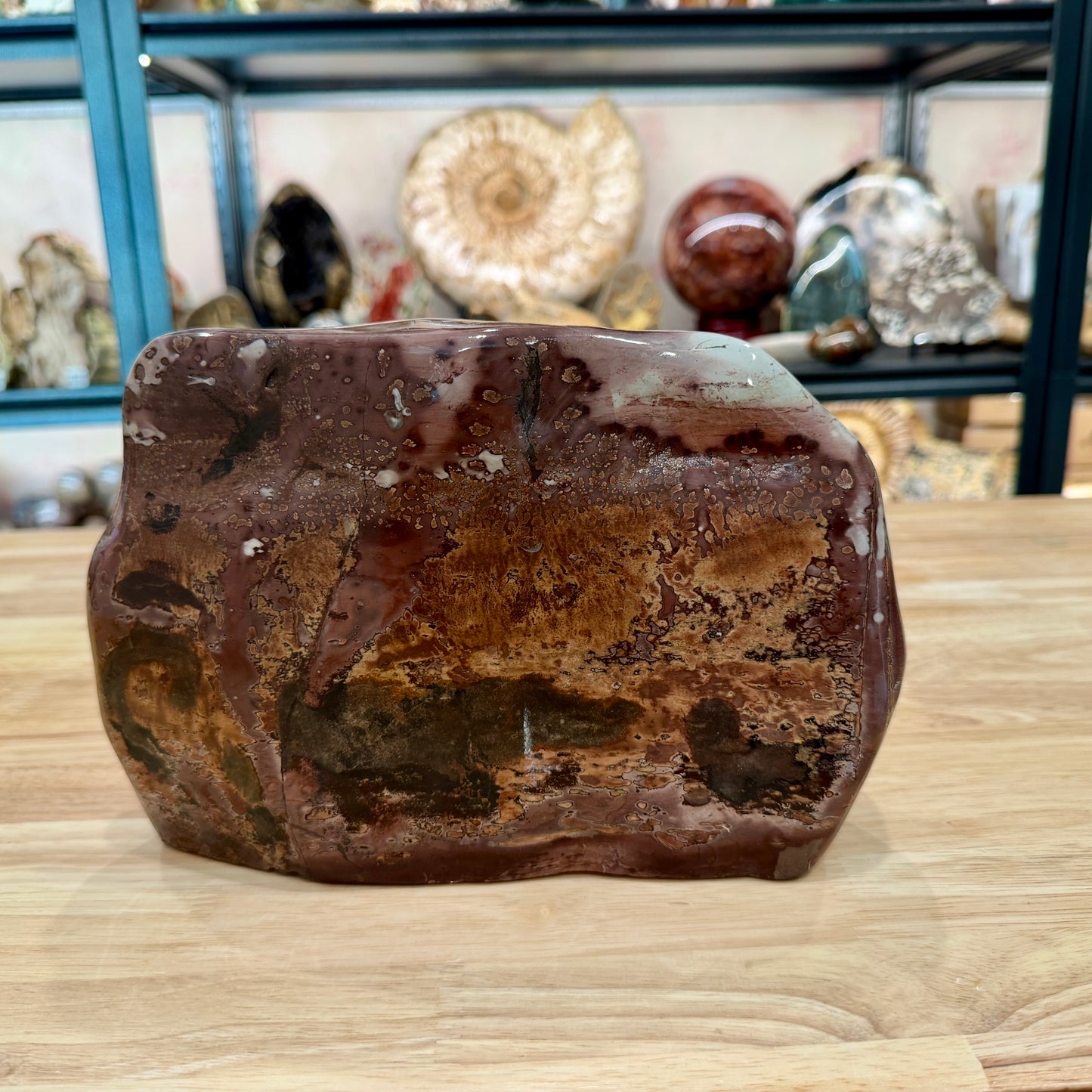 Chinese Picture Jasper Freeform Table Accent 9.75"