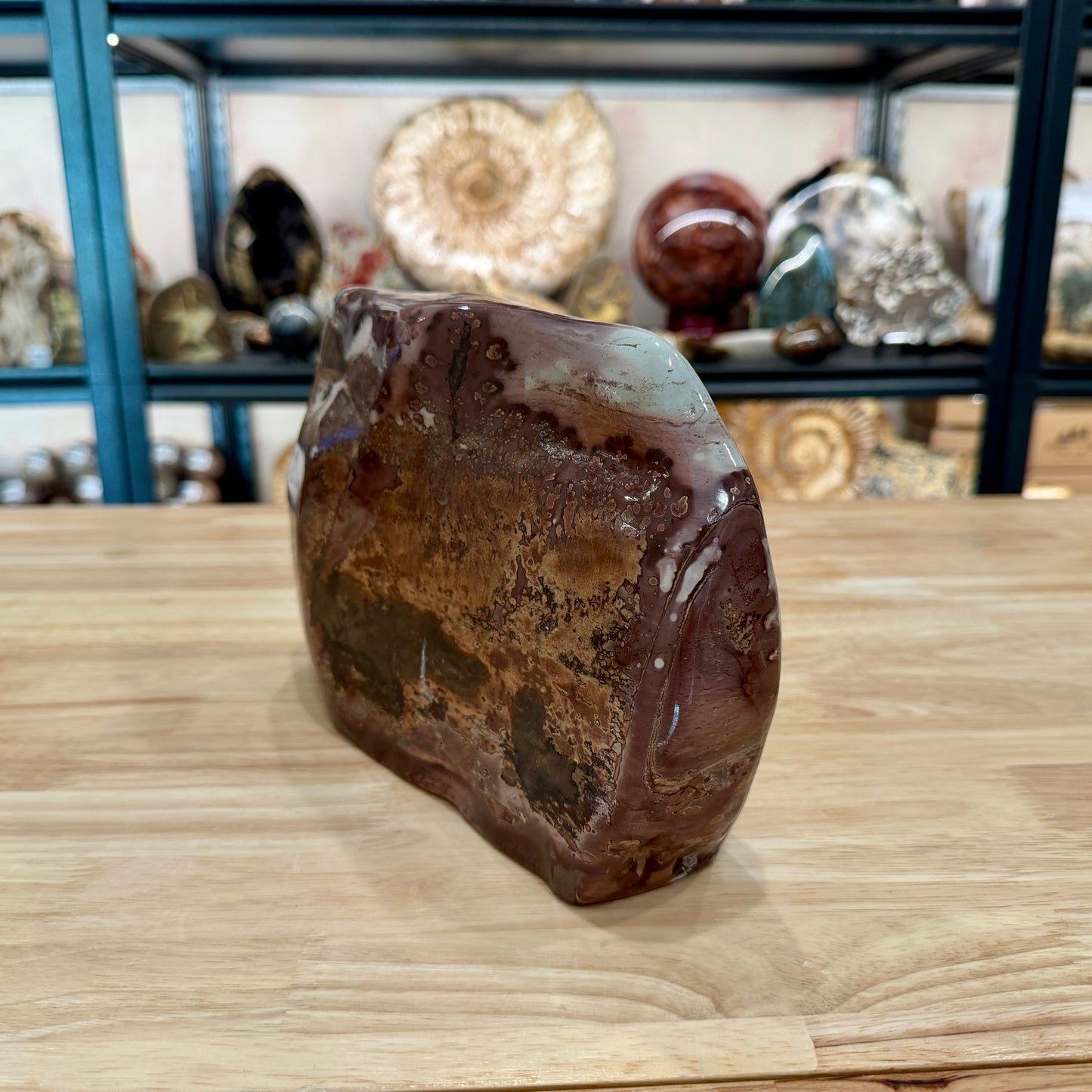 Chinese Picture Jasper Freeform Table Accent 9.75"