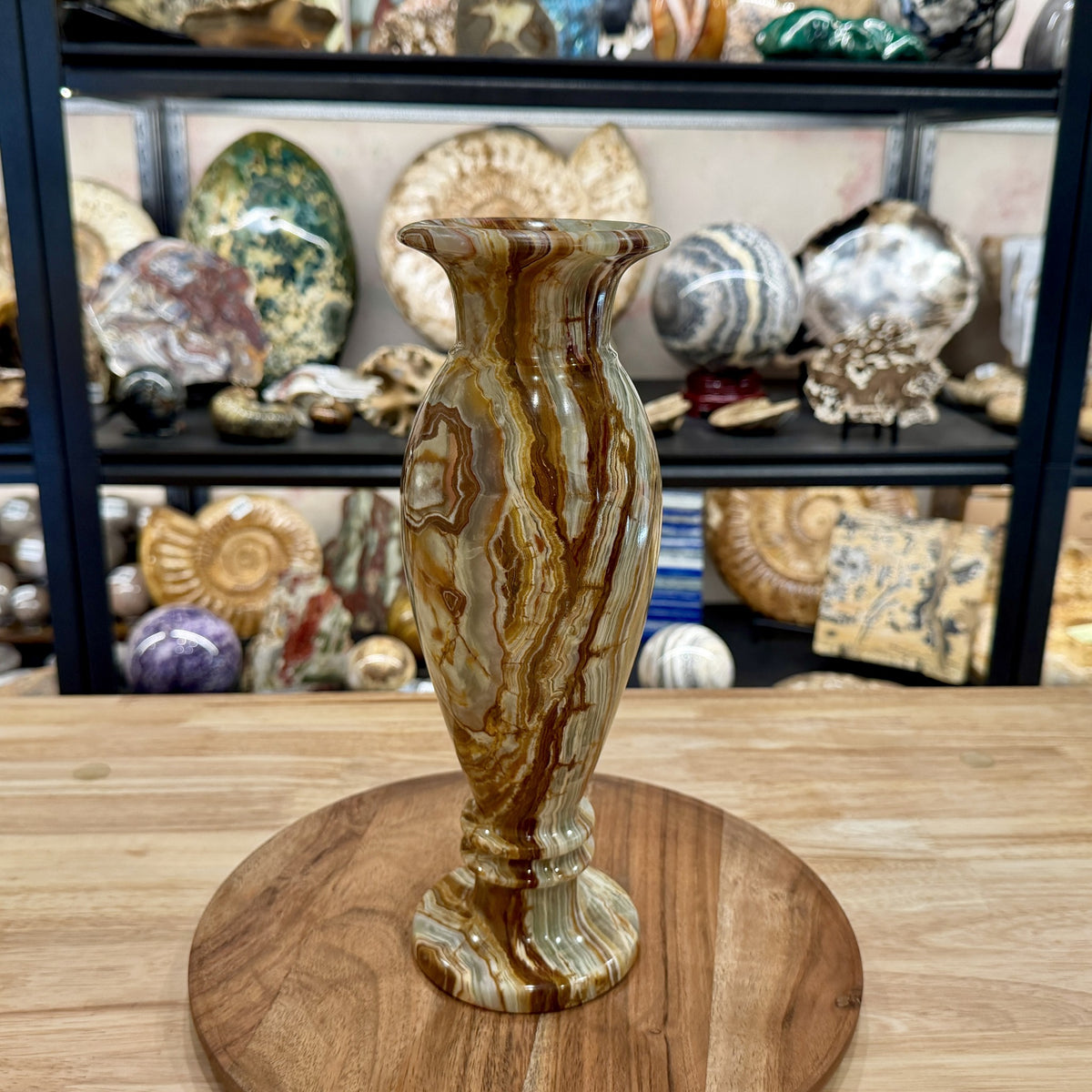 Reserve Green Banded Calcite Vase
