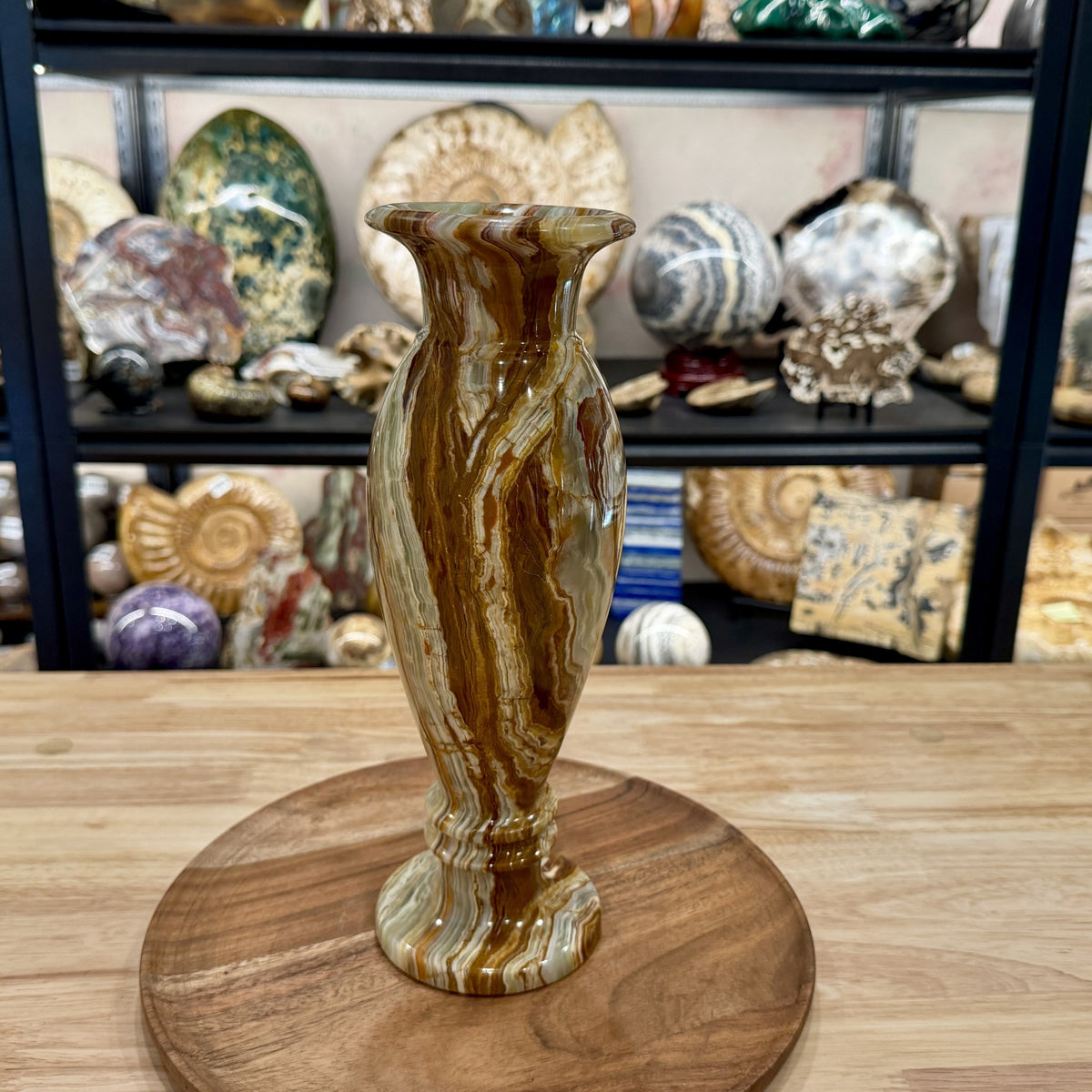 Reserve Green Banded Calcite Vase