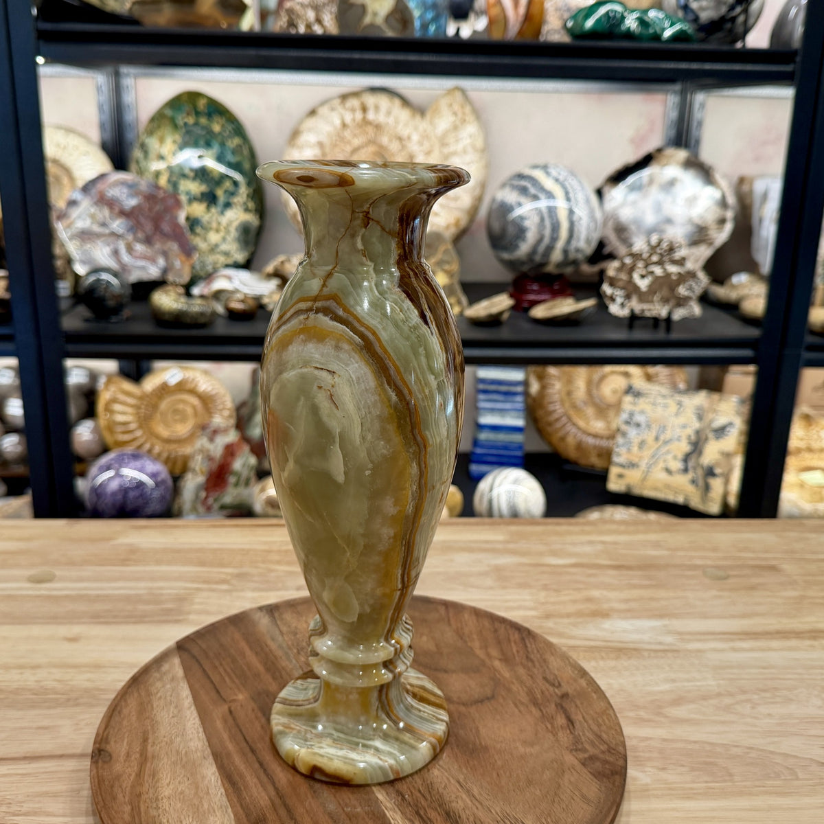 Reserve Green Banded Calcite Vase