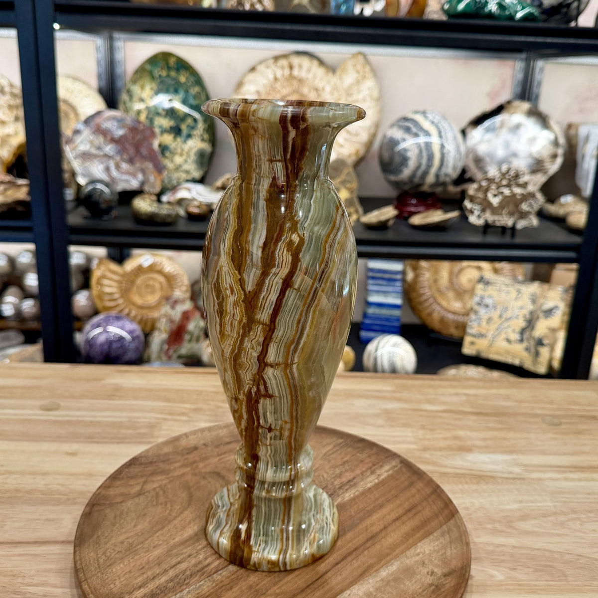 Reserve Green Banded Calcite Vase
