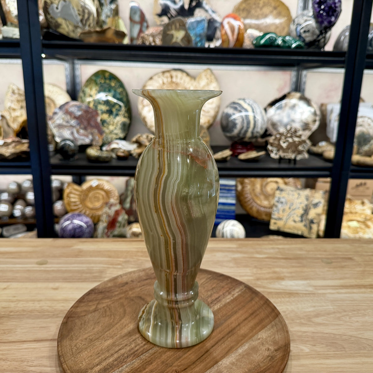 Reserve Green Banded Calcite Vase