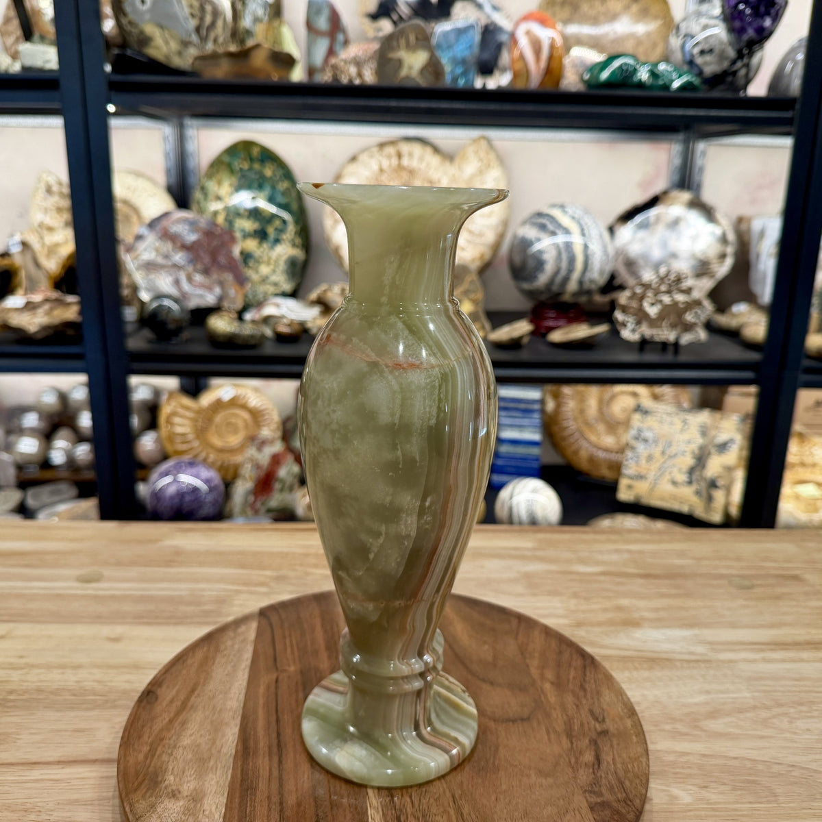 Reserve Green Banded Calcite Vase