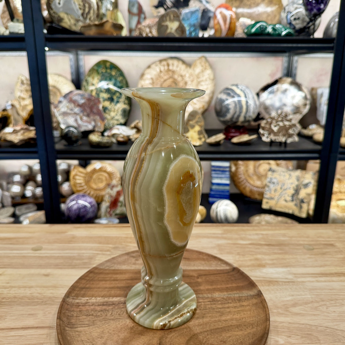 Reserve Green Banded Calcite Vase