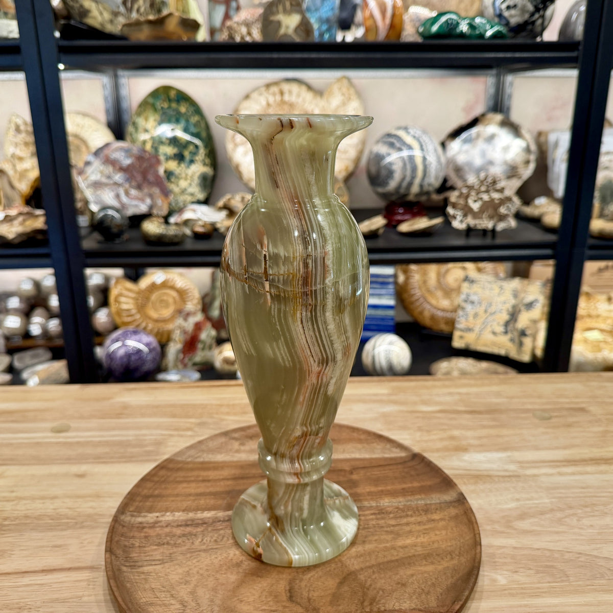 Reserve Green Banded Calcite Vase