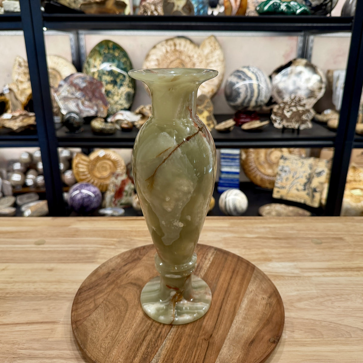 Reserve Green Banded Calcite Vase
