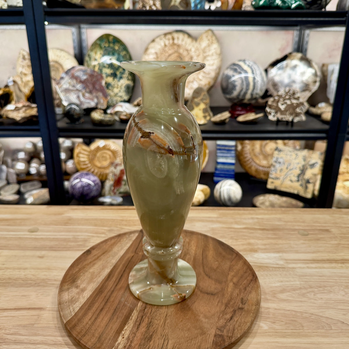 Reserve Green Banded Calcite Vase