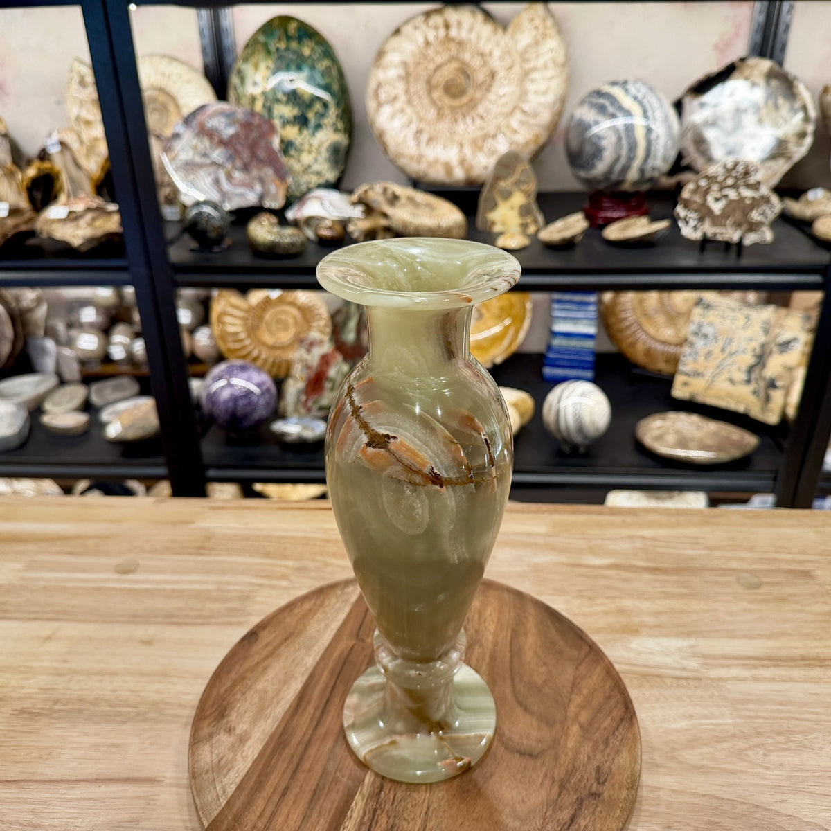 Reserve Green Banded Calcite Vase