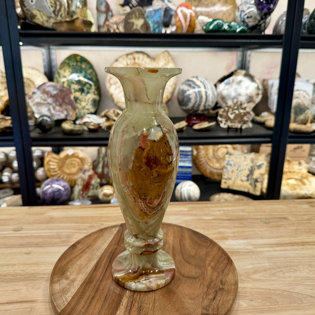 Reserve Green Banded Calcite Vase