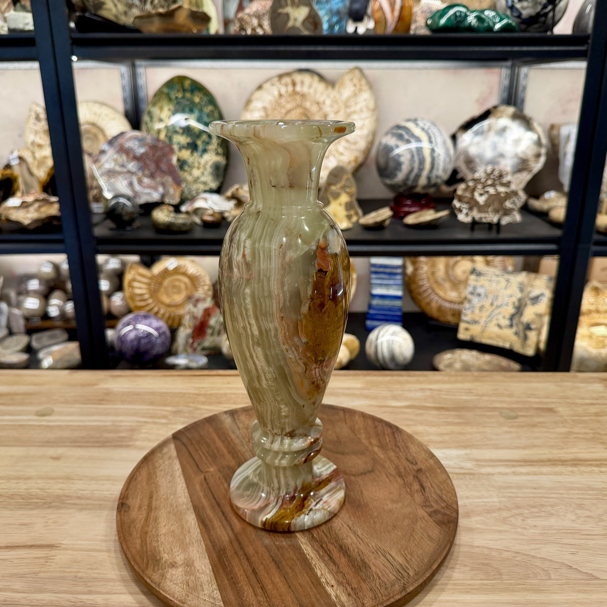 Reserve Green Banded Calcite Vase