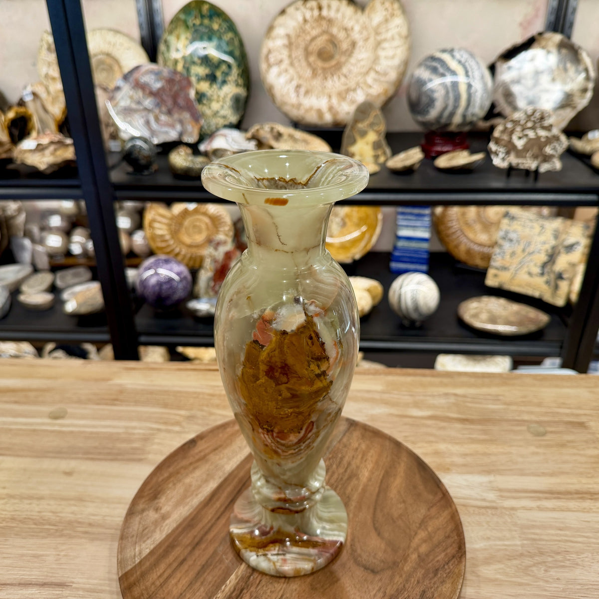 Reserve Green Banded Calcite Vase