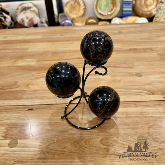 3-Tier Metal Sphere Stand | Gunmetal - Display Stands