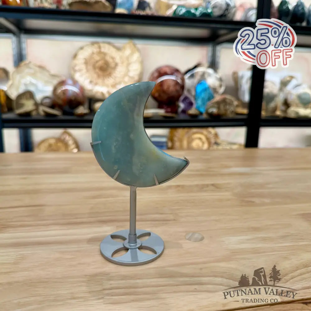 Amazonite Moon on Metal Stand 6’’ 1 - Moon