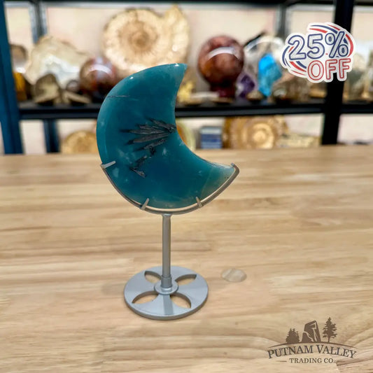 Amazonite Moon on Metal Stand 6’’ 3 - Moon
