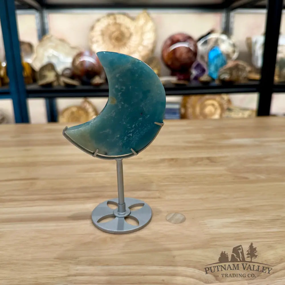 Amazonite Moon on Metal Stand 6’’ 3 - Moon