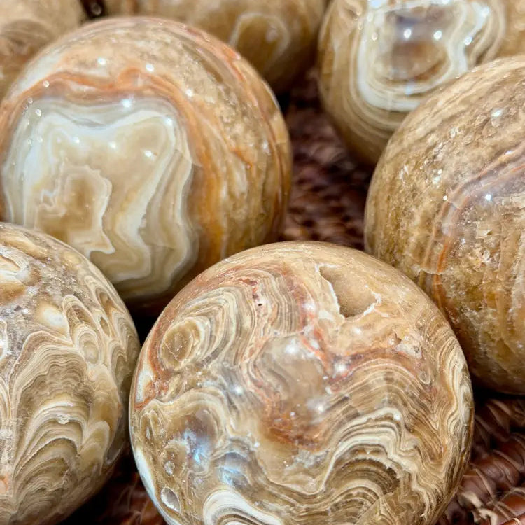 Amber Calcite Spheres - Sphere