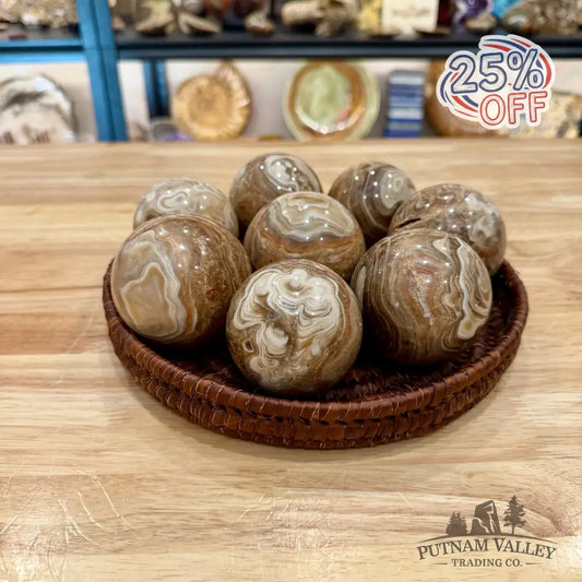 Amber Calcite Spheres - Sphere