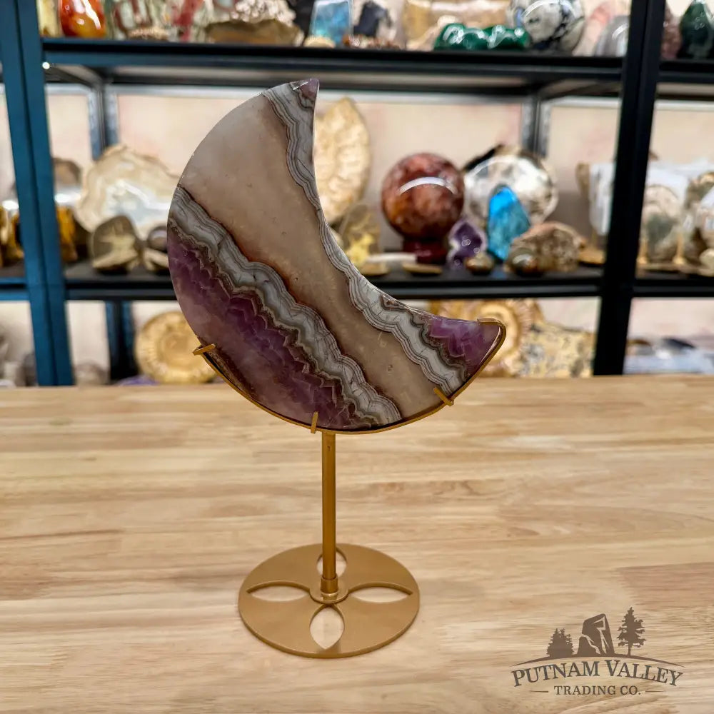 Amethyst Agate Moon + Stand 10.5’’ - Sculpture