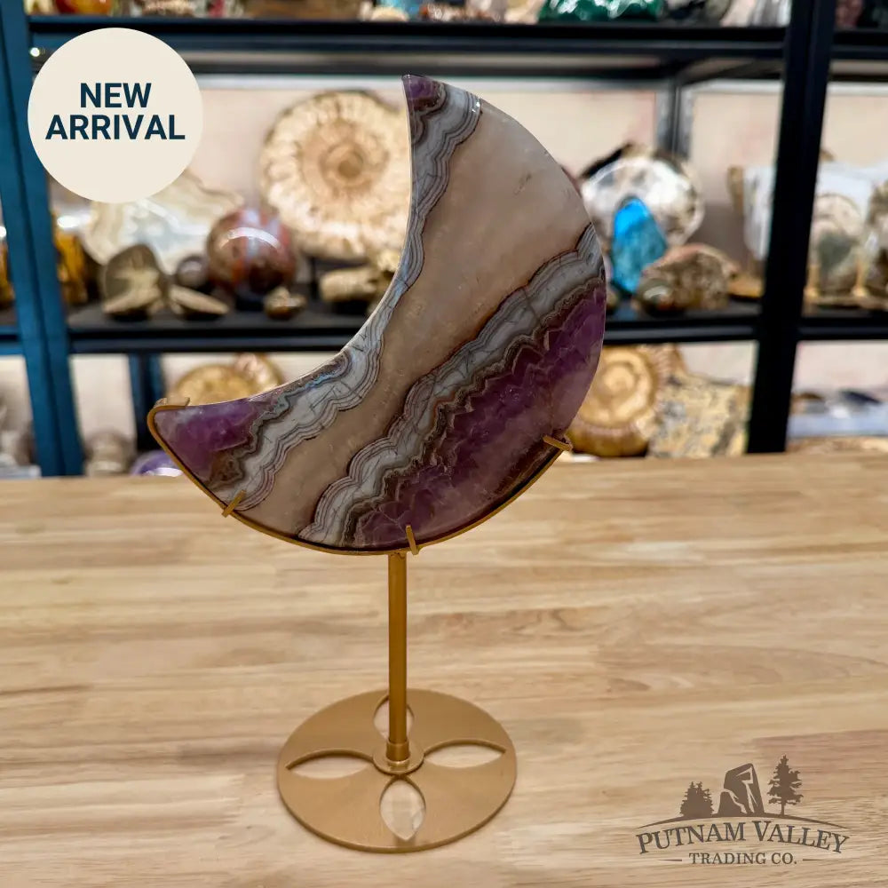 Amethyst Agate Moon + Stand 10.5’’ - Sculpture