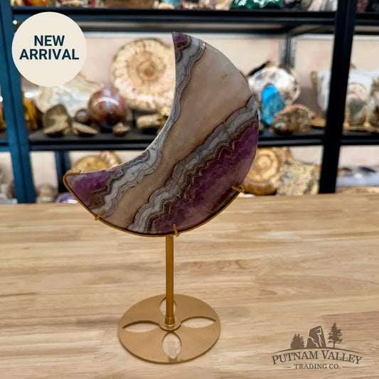 Amethyst Agate Moon + Stand 10.5’’ - Sculpture