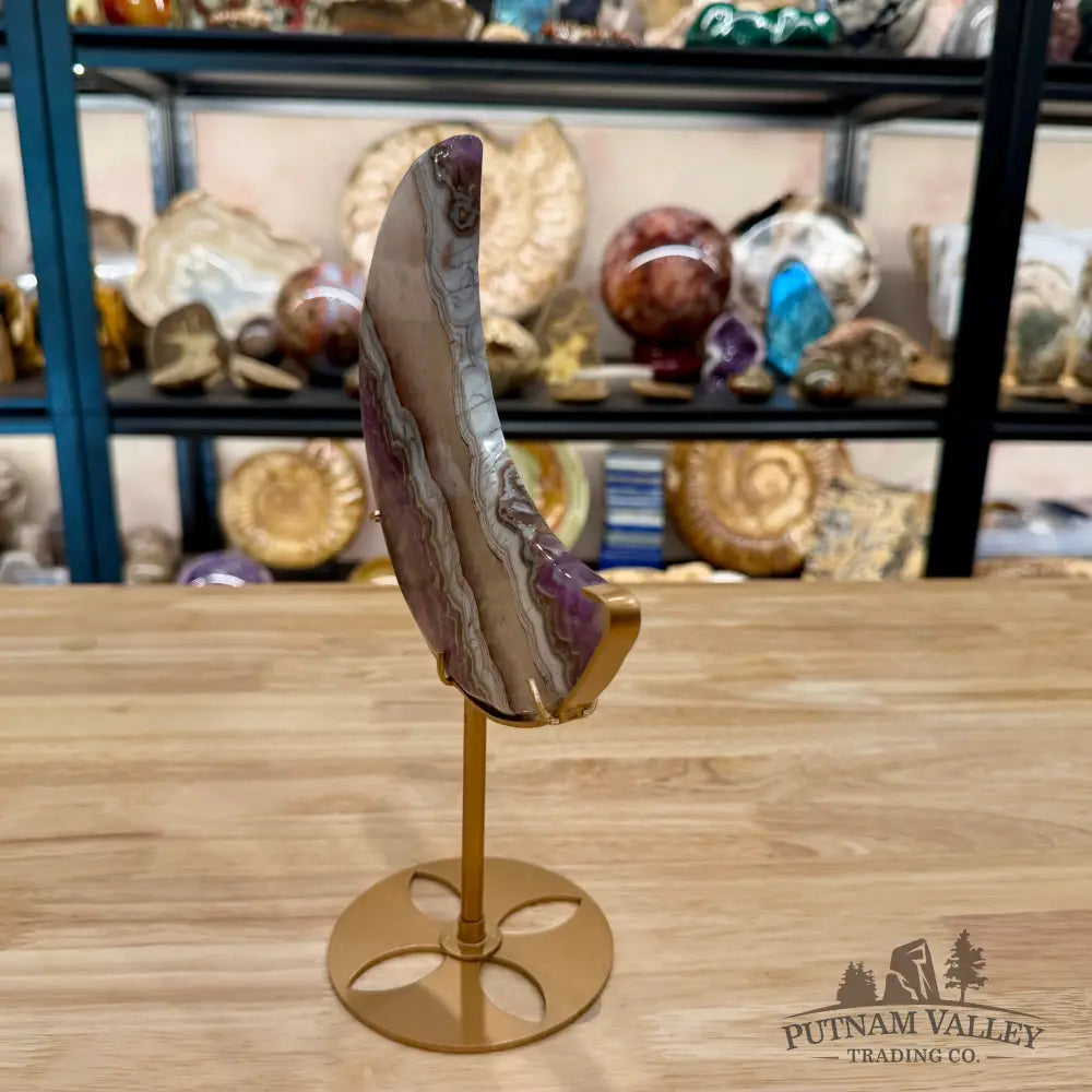 Amethyst Agate Moon + Stand 10.5’’ - Sculpture