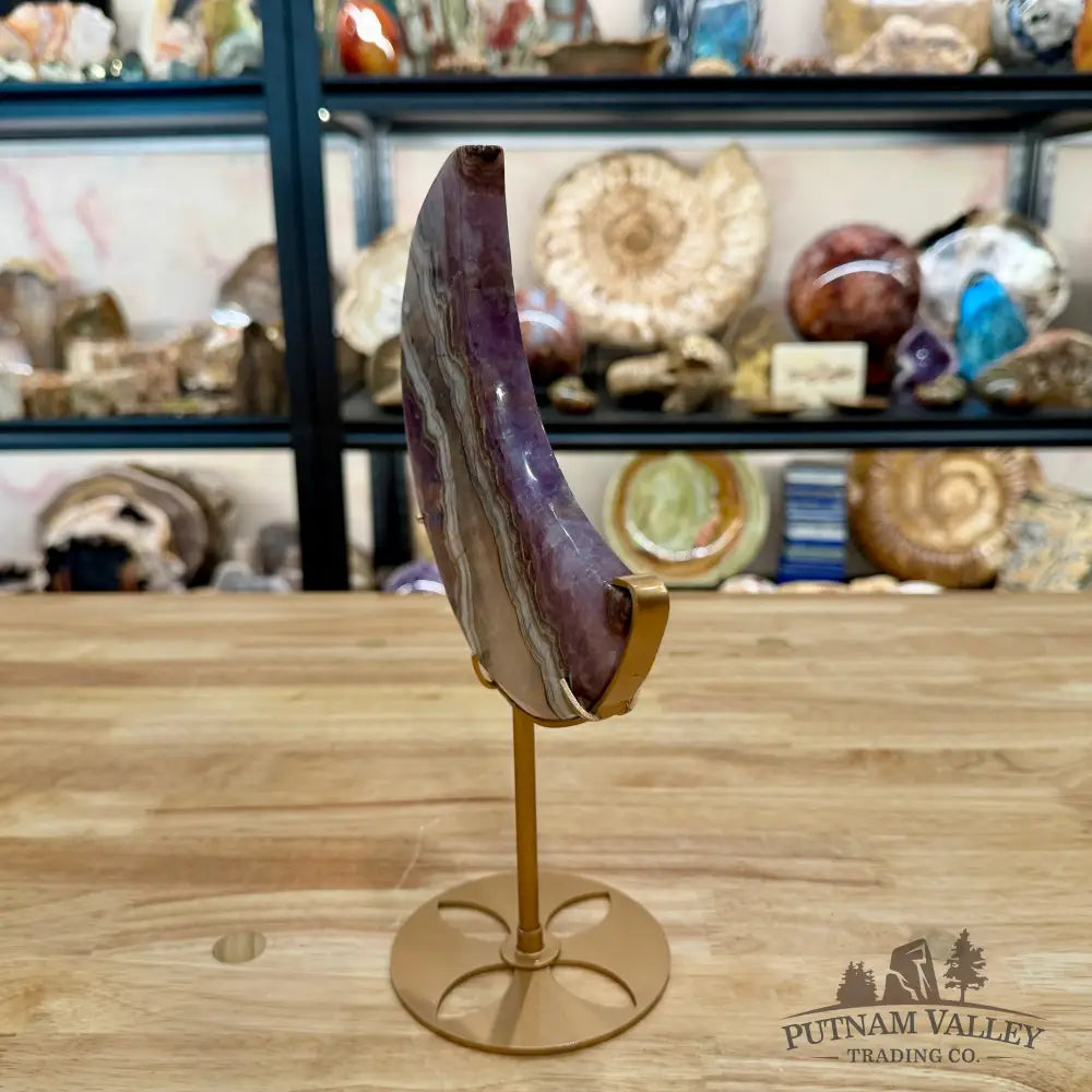 Amethyst Agate Moon + Stand 10.75’’ - Sculpture