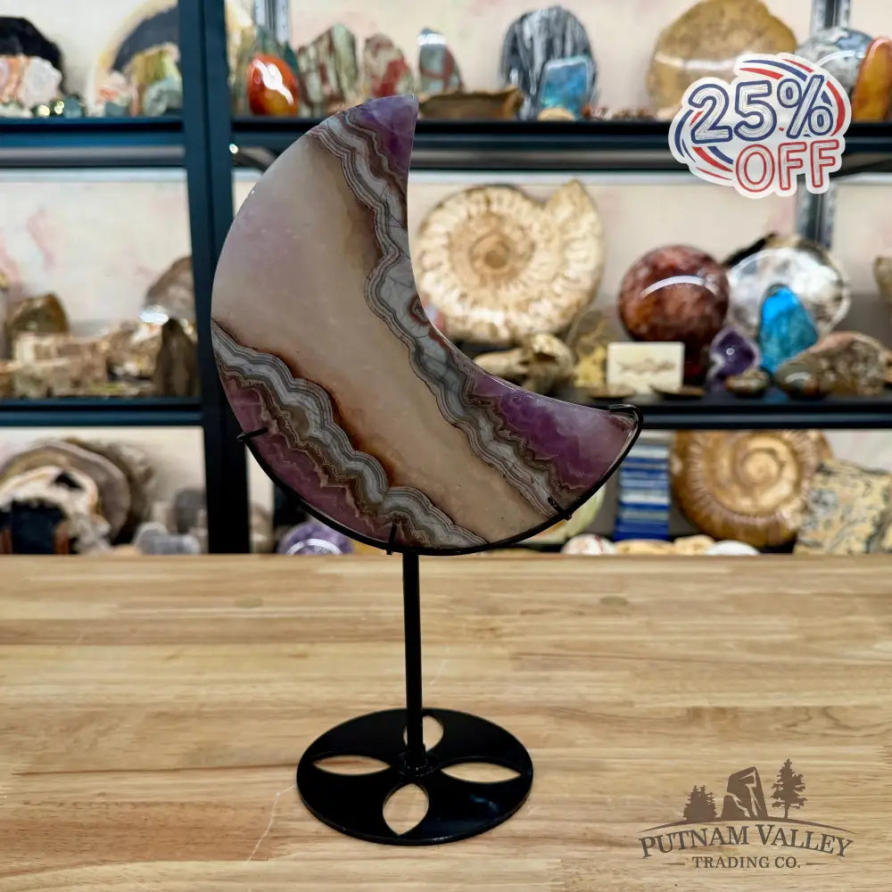 Amethyst Agate Moon + Stand 11.63’’ - Sculpture