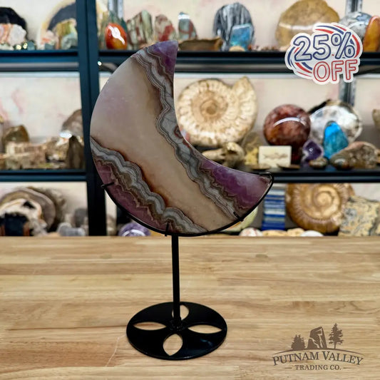 Amethyst Agate Moon + Stand 11.63’’ - Sculpture
