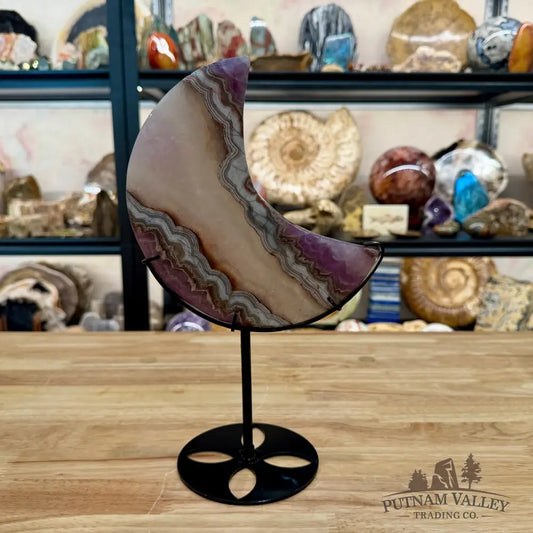 Amethyst Agate Moon + Stand 11.63’’ - Sculpture