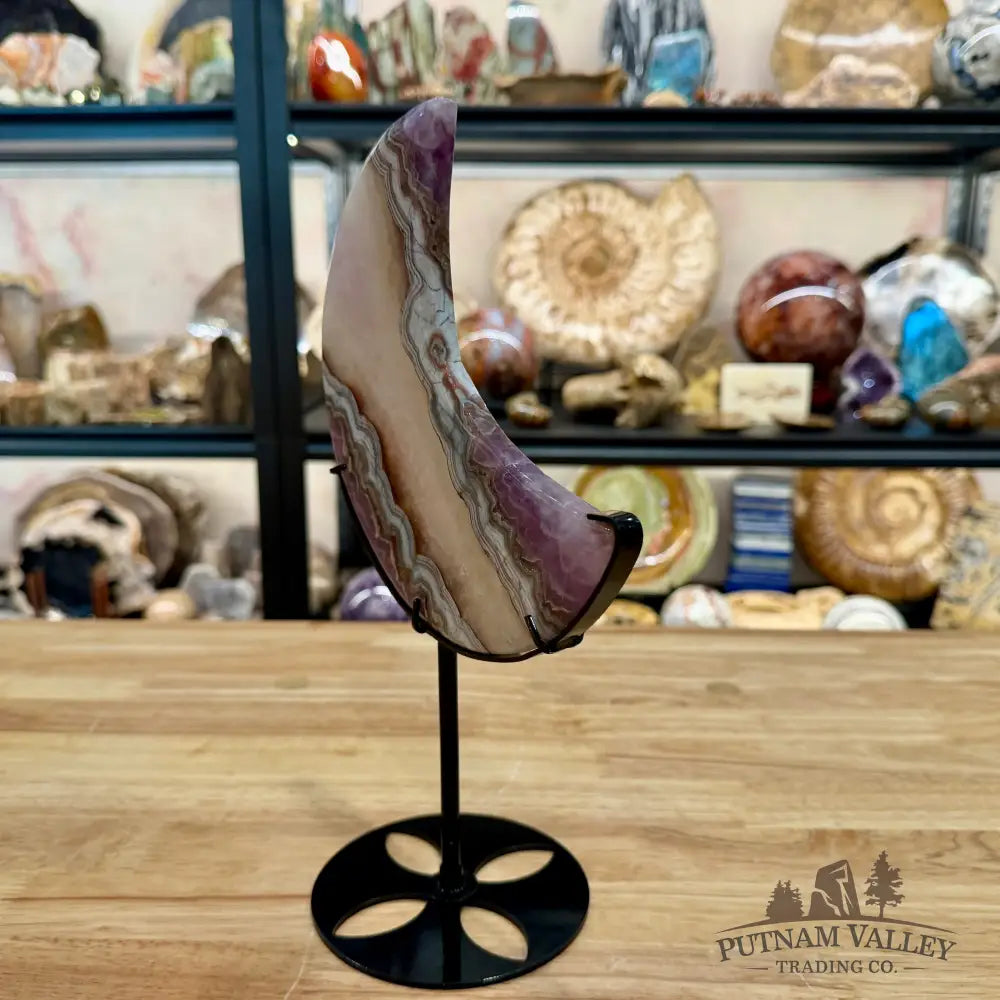 Amethyst Agate Moon + Stand 11.63’’ - Sculpture