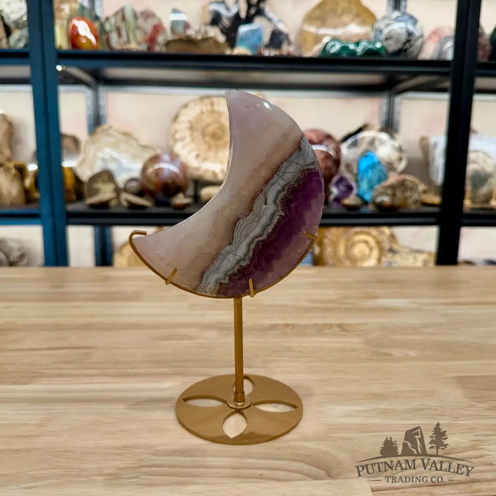 Amethyst Agate Moon + Stand 8.5’’ - Sculpture