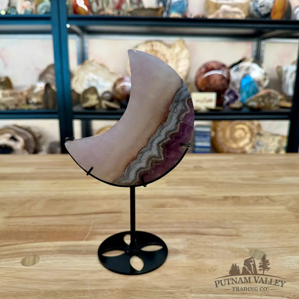 Amethyst Agate Moon + Stand 8.5’’ - Sculpture