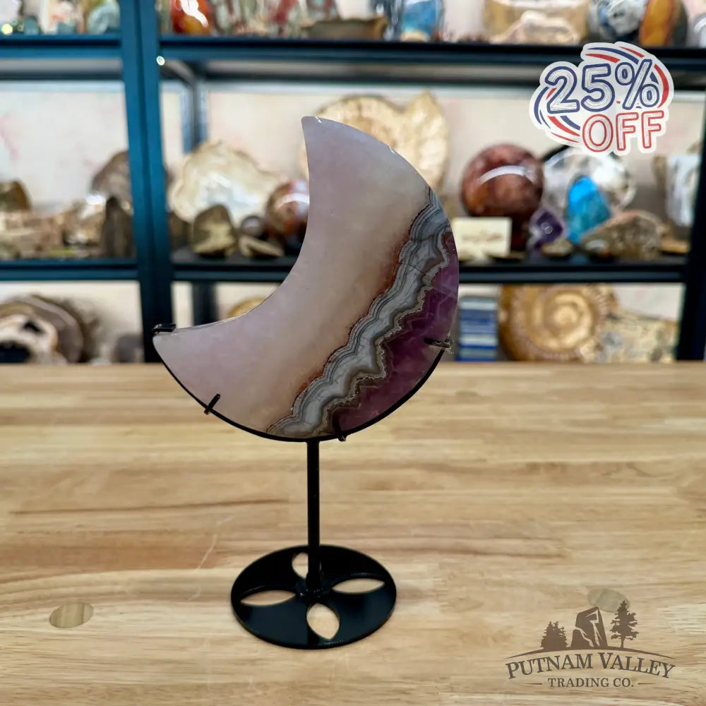 Amethyst Agate Moon + Stand 8.5’’ - Sculpture