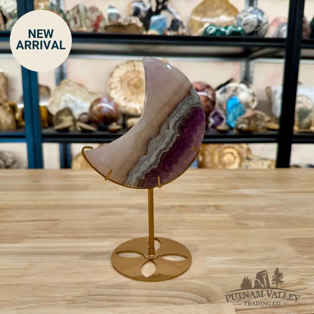 Amethyst Agate Moon + Stand 8.5’’ - Sculpture