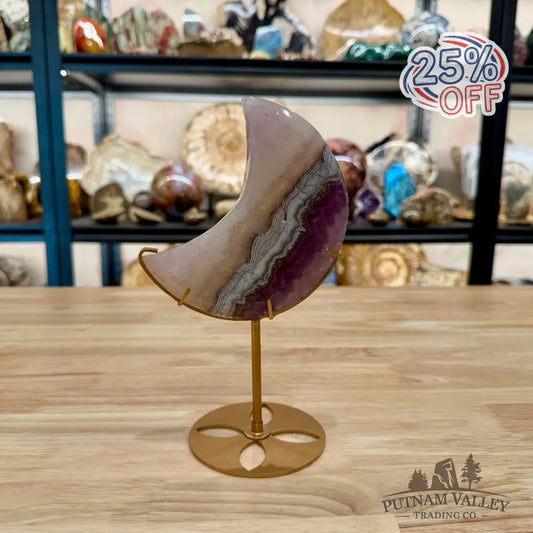 Amethyst Agate Moon + Stand 8.5’’ - Sculpture