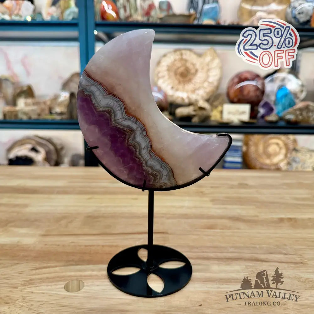 Amethyst Agate Moon + Stand 9.25’’ - Sculpture